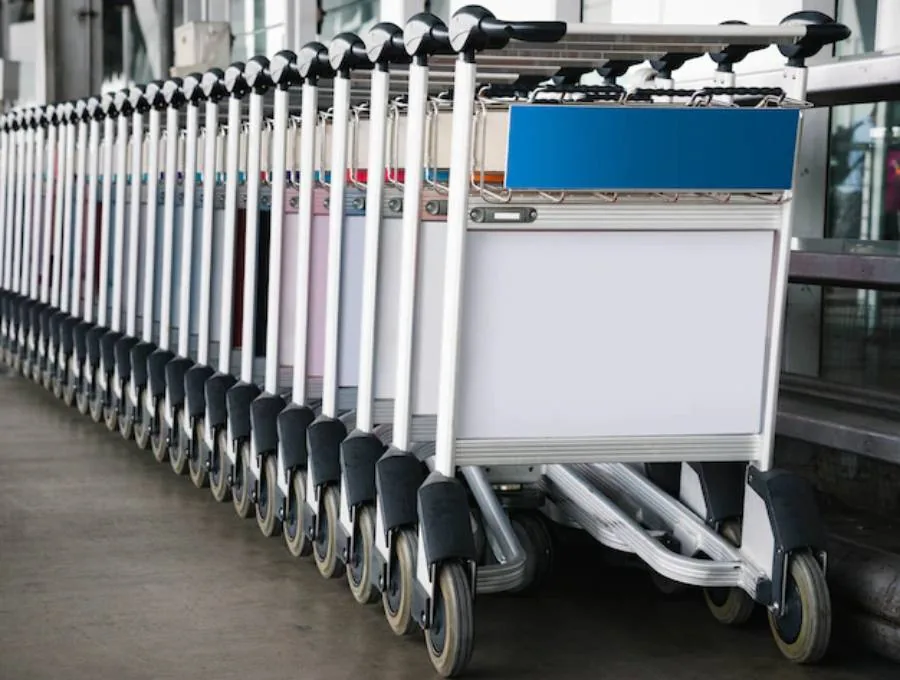 Luggage trolleys at an airport